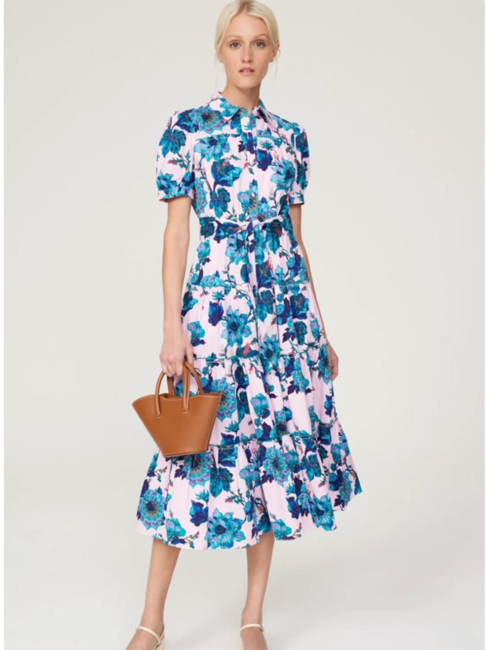 DIANE VON FURSTENBERG  Frankie tiered Floral-Print Midi Dress Size 10 cotton